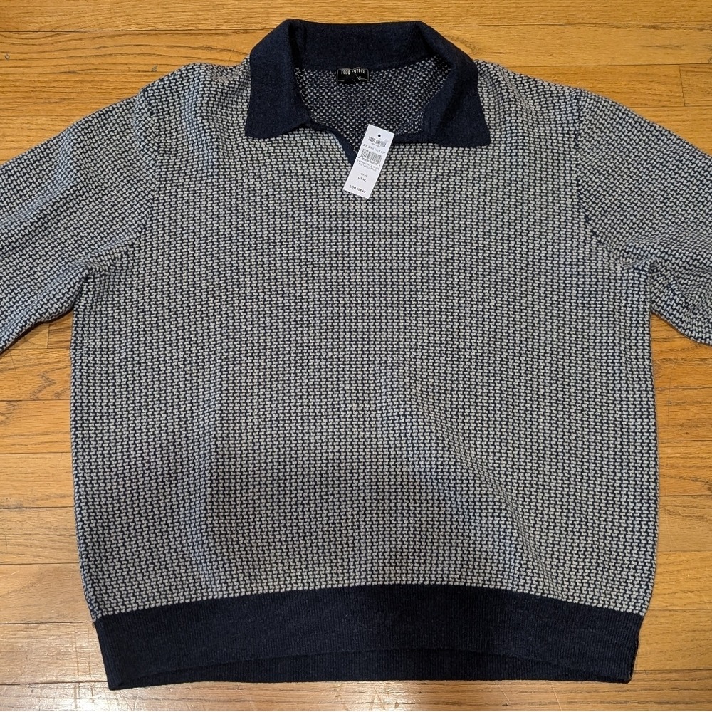 Todd Snyder Blue Wool Basketweave Montauk Sweater Polo XL - NWT